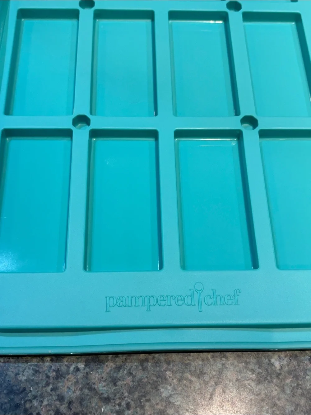 Pampered Chef Teal Silicone Freezer Tray with Lid